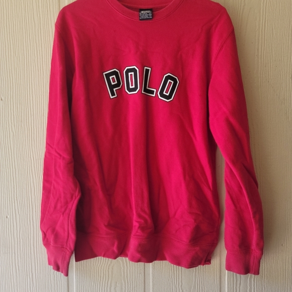 Red Polo Sweatshirt Boys Size XL by Ralph Lauren Vintage 90s - Picture 4 of 4